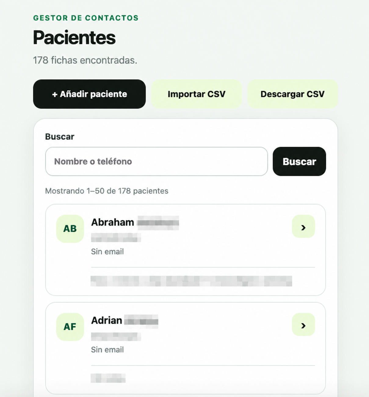 Gestor de clientes del panel privado de SeeYouThere